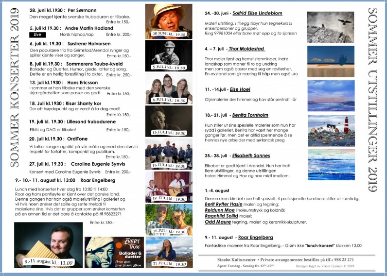 Staubø Kultursenter program 2019